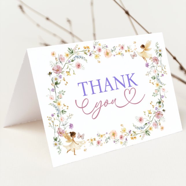 Dreamy Fairy Pastel Wildflowers Thank You Card (Creator Uploaded)