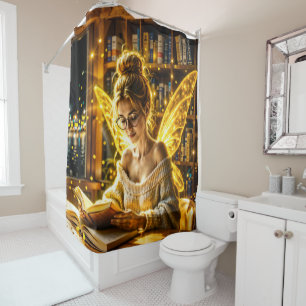 Dreamy fairy soft sweater glasses and books shower curtain