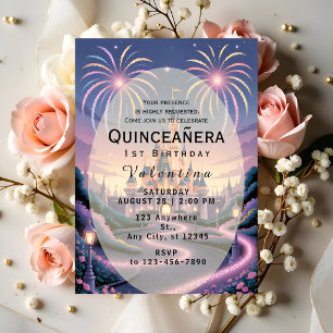 Dreamy Fairytale Castle Baby Girl Birthday Invitation