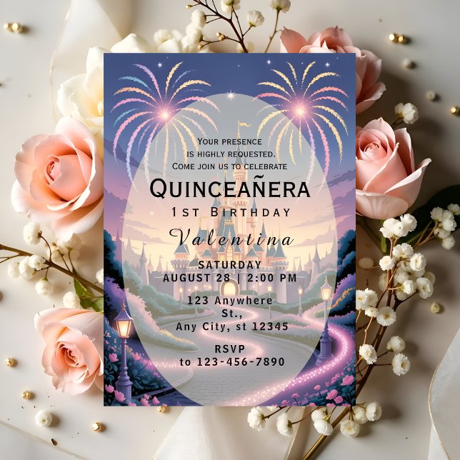 Dreamy Fairytale Castle Baby Girl Birthday Invitation (Creator Uploaded)