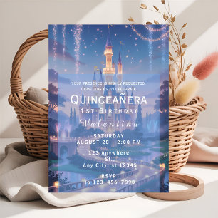 Dreamy Fairytale Castle Baby Girl Birthday Invitation