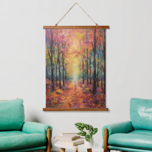 Dreamy Fall Forest Walk Fine Art Hanging Tapestry