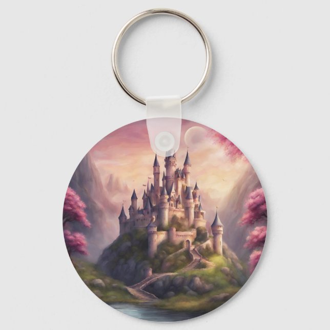 Dreamy Fantasy Castle Artwork Key Ring (Front)
