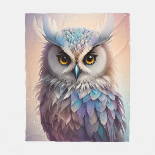 Dreamy Fantasy Owl Soft Pastel Colours Fleece Blanket