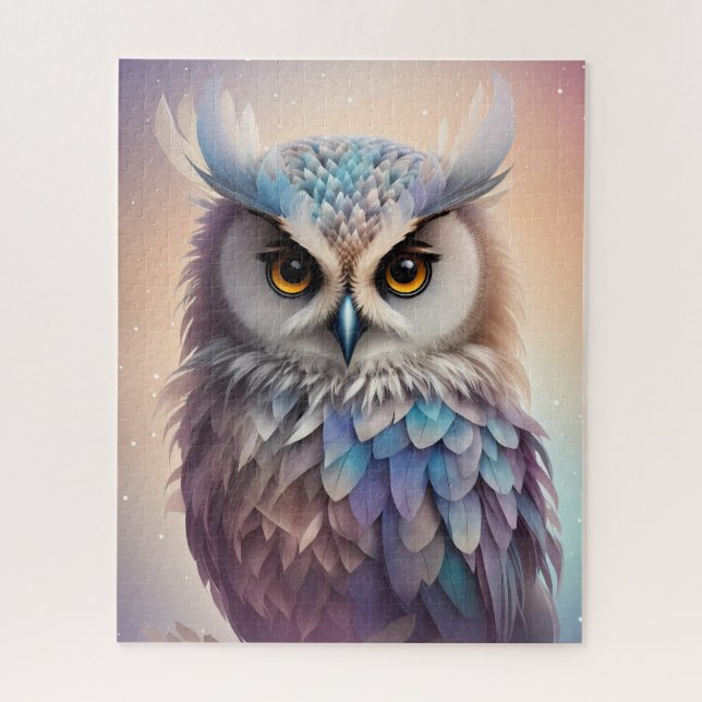 Dreamy Fantasy Owl Soft Pastel Colours Jigsaw Puzzle (Vertical)