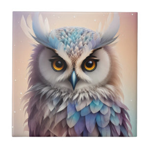 Dreamy Fantasy Owl Soft Pastel Colours Tile