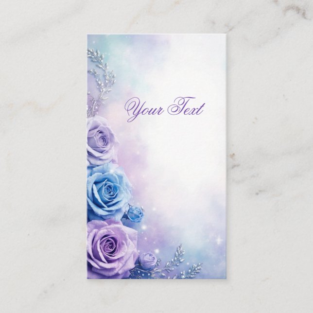 Dreamy Fantasy Purple and Blue Roses Business Card (Front)