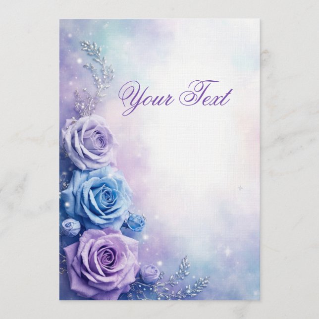 Dreamy Fantasy Purple and Blue Roses Invitation (Front)