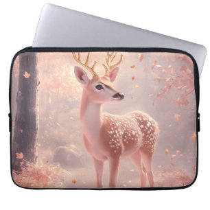 Dreamy Fawn in Pink Autumn Woods Laptop Sleeve