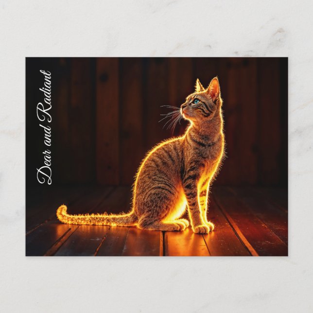 Dreamy feline art gold cat portrait lovely pets postcard (Front)