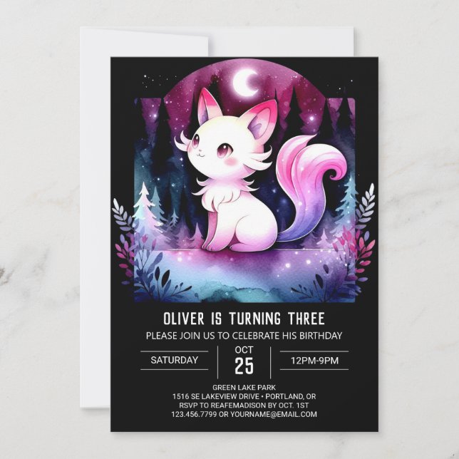 Dreamy Feline Cat Birthday Invitation (Front)