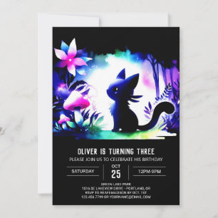 Dreamy Feline Cat Birthday Invitation