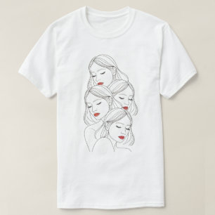 Dreamy Female Faces Print, Closed Eyes, Calming T-Shirt