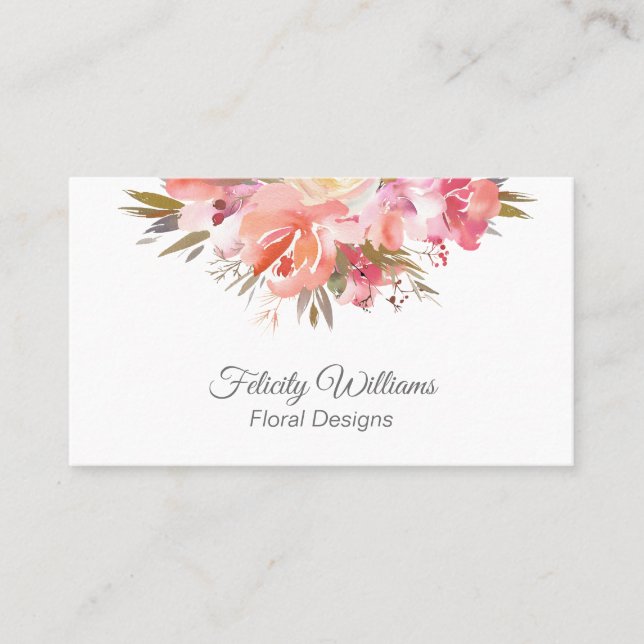 Dreamy Feminine Floral Bouquet Business Card (Front)