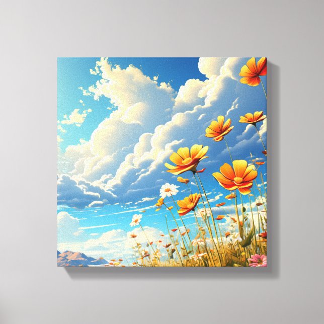 Dreamy Field of Red Poppies Canvas Print (Front)