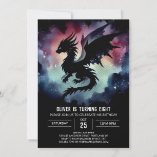 Dreamy Fiery Dragon Birthday Customisable Invitation