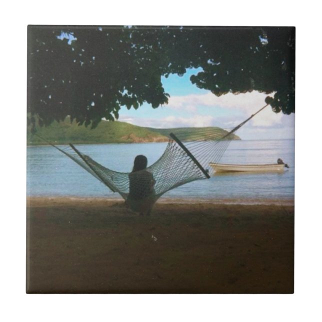 Dreamy Fiji Beach Landscape  Tile (Front)
