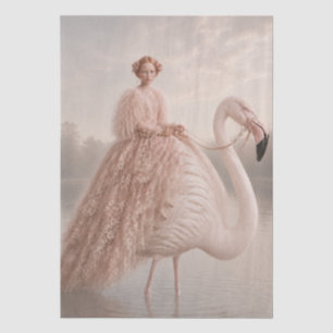 Dreamy Flamingo Princess Art Print   Surreal Blush Tissue Paper