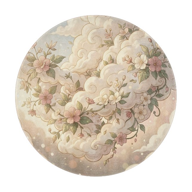Dreamy Floral Clouds Cherry Blossom  Cutting Board (Front)