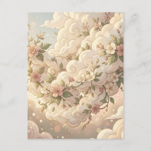Dreamy Floral Clouds Cherry Blossom Postcard