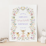 Dreamy Floral Fairy First 1st Birthday Welcome Poster<br><div class="desc">Elegant Welcome Sign Featuring Whimsical Fairies and Gorgeous Colourful Wildflowers in Delicate Pastel Tones</div>
