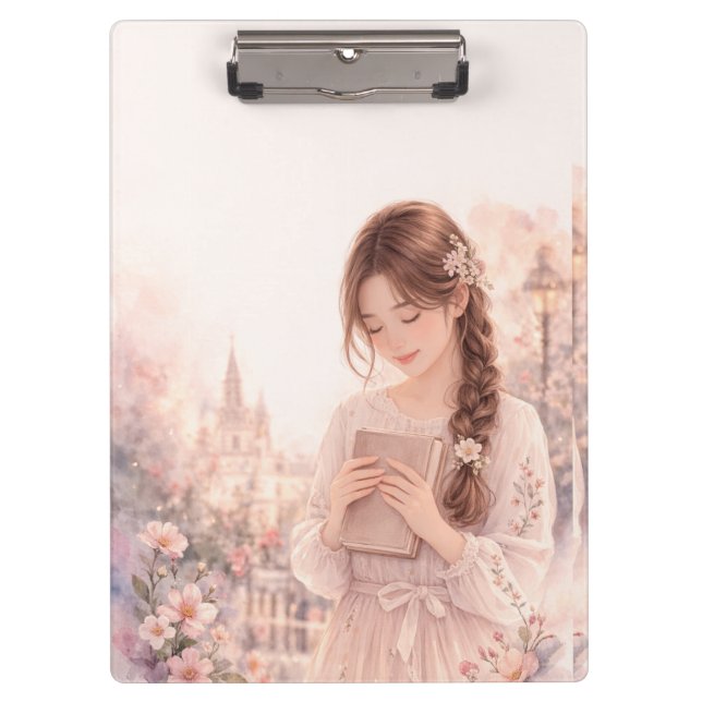 Dreamy Floral Girl Aesthetic Clipboard – Pretty  (Front)