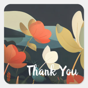 Dreamy Floral Landscape 3 Square Sticker