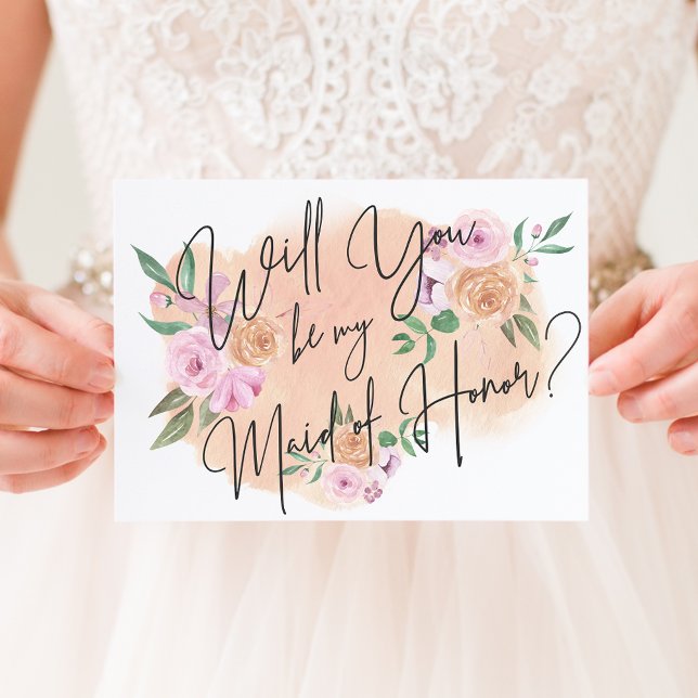 Dreamy Floral Maid of Honour Card (Creator Uploaded)