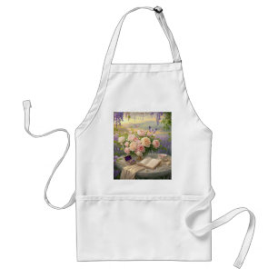 Dreamy Floral sanctuary bathed golden hour light Standard Apron
