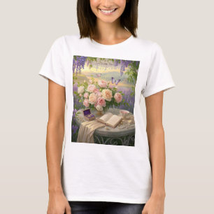 Dreamy Floral sanctuary bathed golden hour light T-Shirt