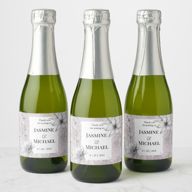 Dreamy Floral | Wedding Sparkling Wine Label (Bottles)