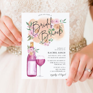 Dreamy Floral Wine Bridal Brunch Invitation