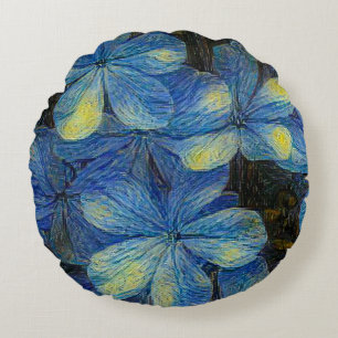 Dreamy flowers in Vincent Van Gogh art style. Arti Round Cushion