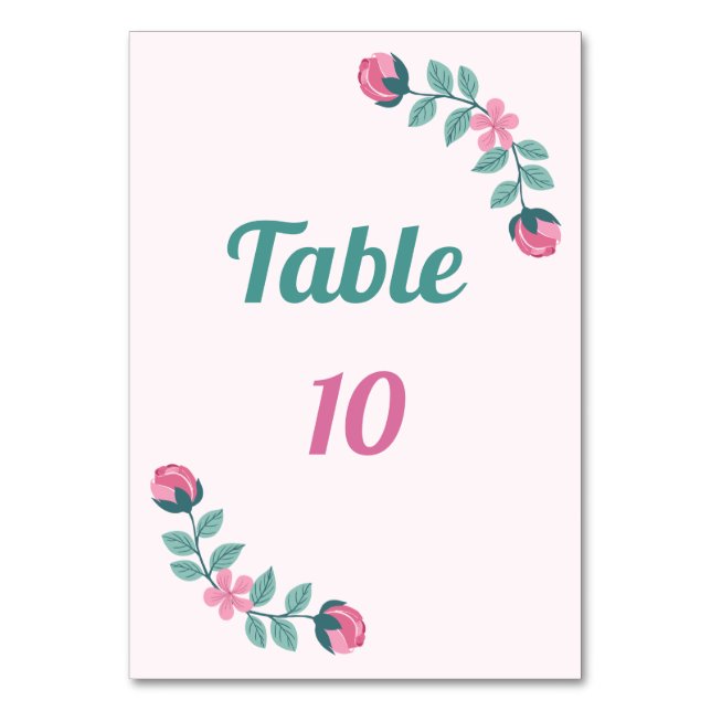 dreamy flowers & leaves table number card (Front)