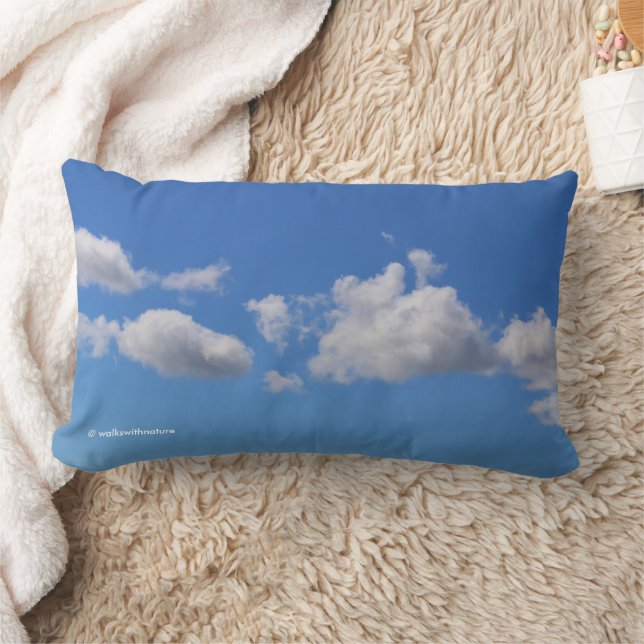 Dreamy Fluffy Clouds in a Blue Sky Lumbar Cushion (Blanket)