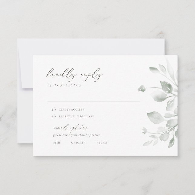 Dreamy Foliage Rsvp with Menu Options (Front)