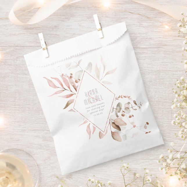 Dreamy Foliage Wedding Blush Pink ID817 Favour Bags (Clipped)