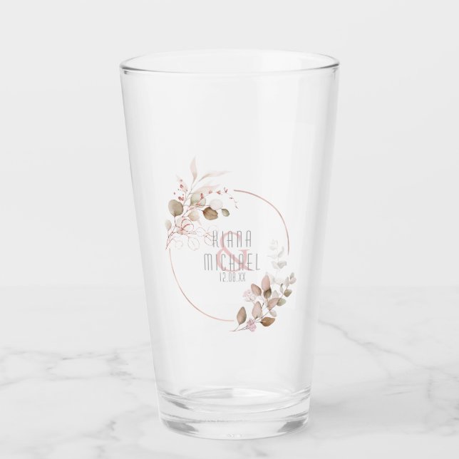 Dreamy Foliage Wedding Blush Pink ID817 Glass (Front)