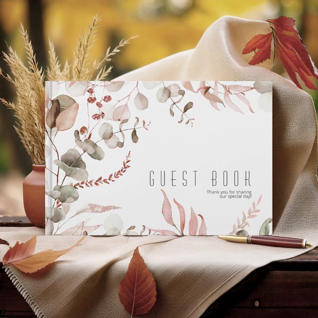 Dreamy Foliage Wedding Blush Pink ID817 Guest Book (Creator Uploaded)