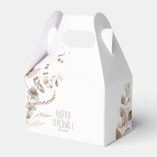 Dreamy Foliage Wedding Blush Pink V2 ID817  Favour Box (Front Side)