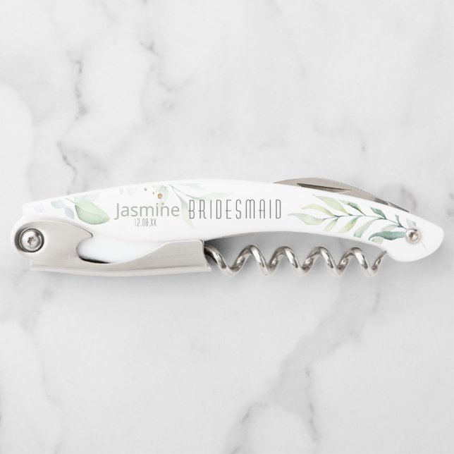 Dreamy Foliage Wedding Bridesmaid Green/Blue ID817 Corkscrew (Front)