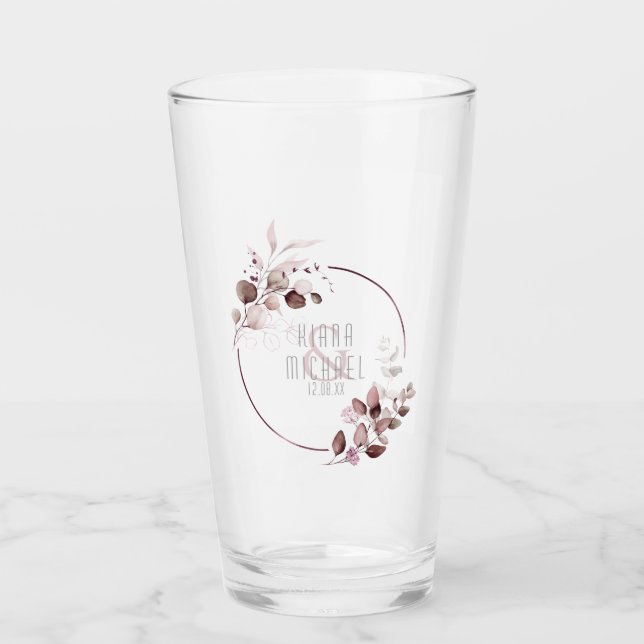 Dreamy Foliage Wedding Burgundy ID817 Glass (Front)