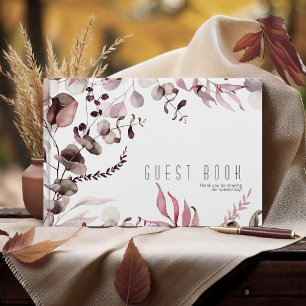 Dreamy Foliage Wedding  Burgundy ID817 Guest Book
