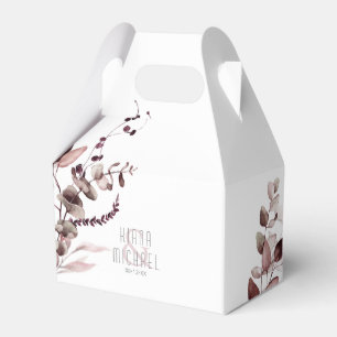Dreamy Foliage Wedding Burgundy V2 ID817 Favour Box