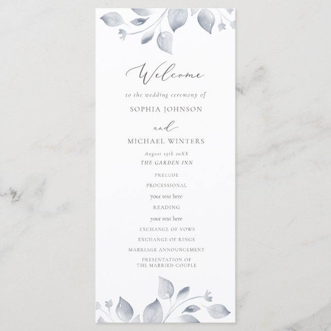 Dreamy Foliage Wedding Program Programme (Front)