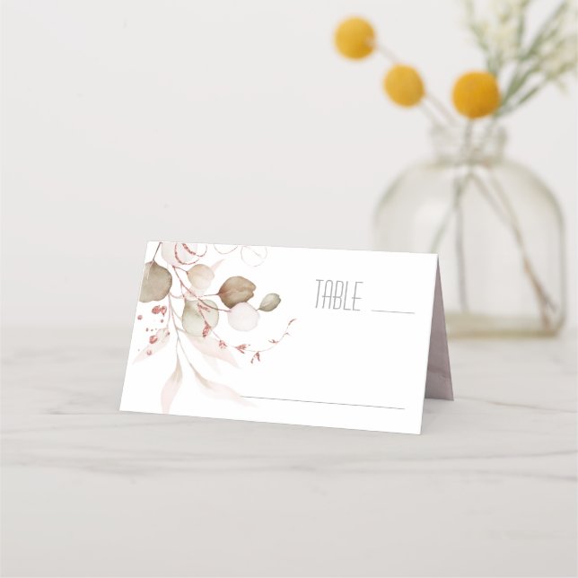 Dreamy Foliage Wedding Table Blush Pink ID817 Place Card (Front)