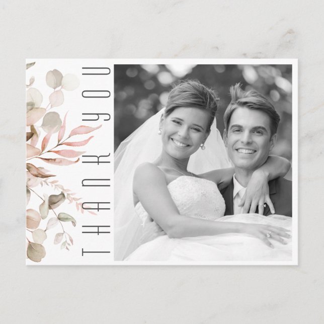 Dreamy Foliage Wedding Thank You Blush Pink ID817 Announcement Postcard (Front)