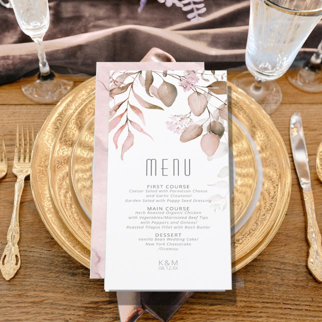 Dreamy Foliage Wedding V1 Blush Pink ID817 Menu (Creator Uploaded)