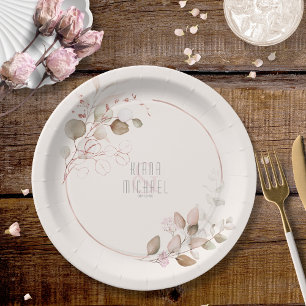 Dreamy Foliage Wedding V1 Blush Pink ID817 Paper Plate