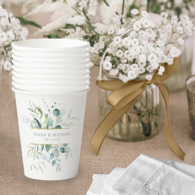Dreamy Foliage Wedding V3 Green ID817 Paper Cups (Creator Uploaded)